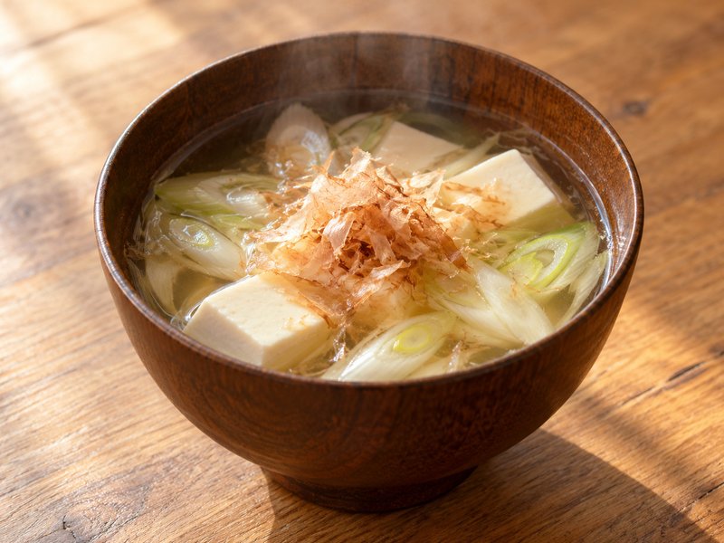 長ねぎと豆腐のすまし汁の完成イメージ