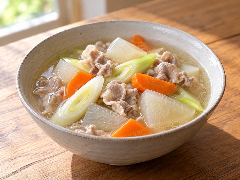 豚肉と根菜の塩汁の完成イメージ