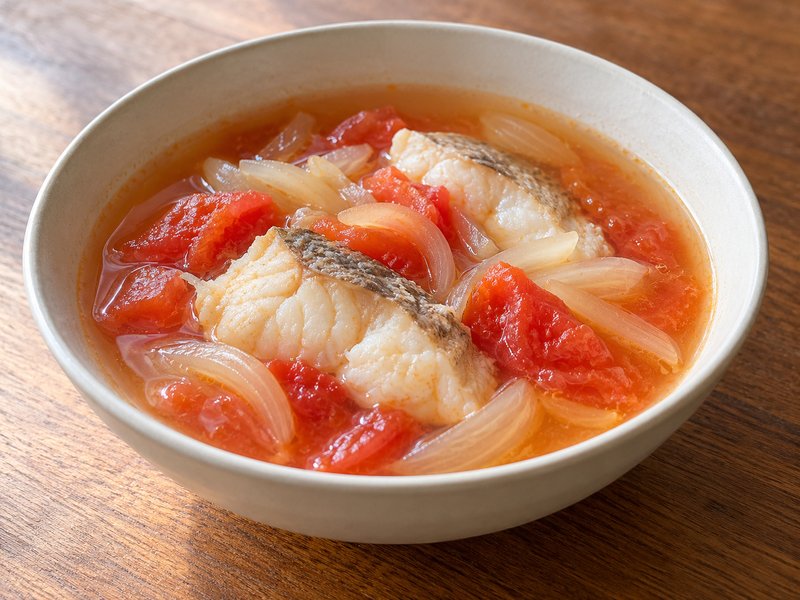 たらとトマトのスープの完成イメージ