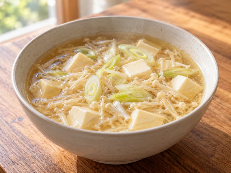 豆腐とえのきの中華とろみスープの完成イメージ