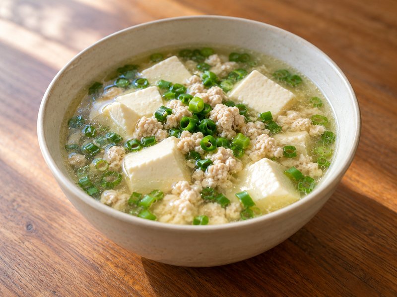 豆腐と小ねぎのしょうがスープの完成イメージ