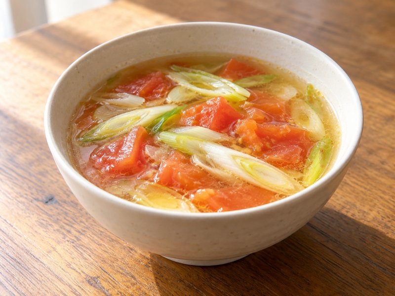 トマトとねぎの中華風スープの完成イメージ