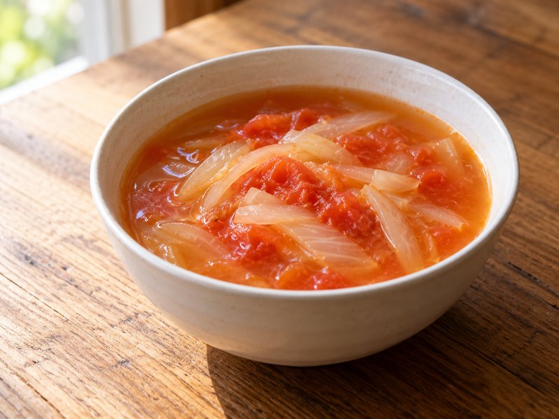 トマトと玉ねぎのスープの完成イメージ