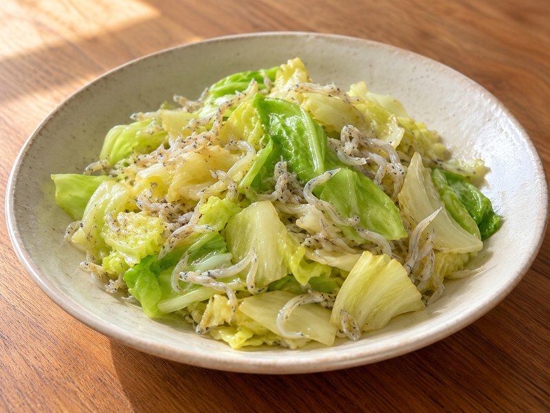 キャベツとしらすの炒め物の完成イメージ