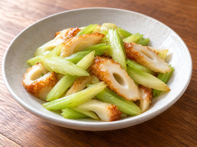 セロリとちくわの塩炒めの完成イメージ
