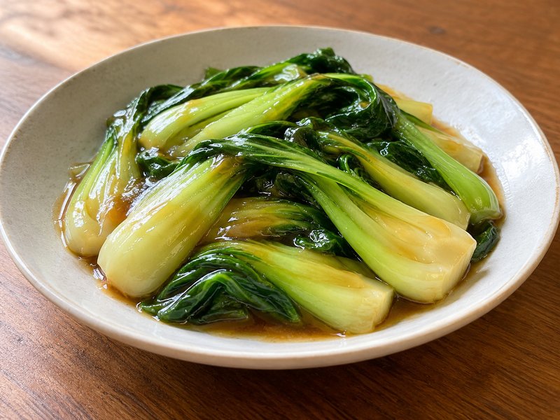 チンゲン菜のオイスターがけの完成イメージ