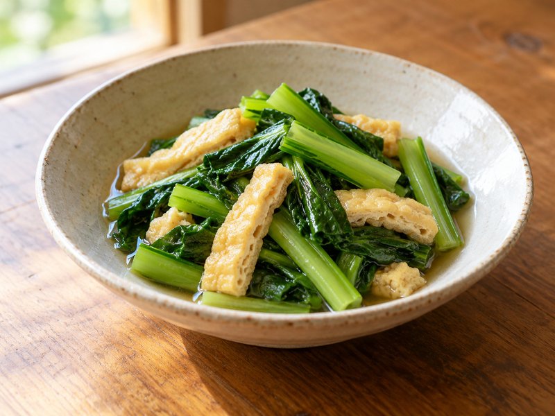 小松菜と油揚げの煮びたしの完成イメージ