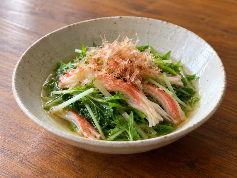 水菜とかにかまの煮びたしの完成イメージ