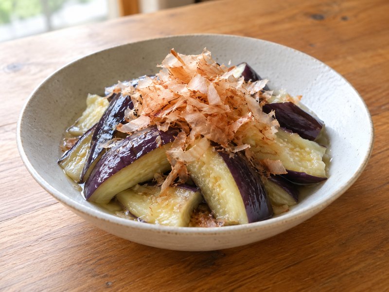 なすのレンジ蒸し しょうが塩の完成イメージ